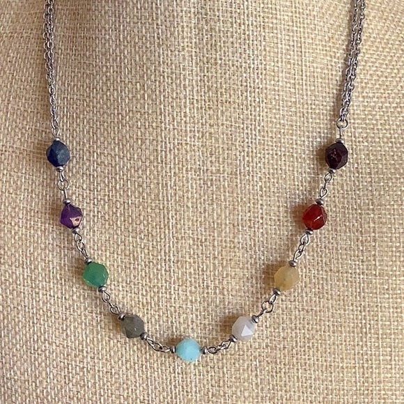 Chakra Healing Necklace Genuine star cut gemstones